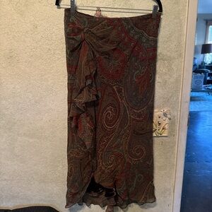 Ralph Lauren Multicolor Paisley Midi Skirt